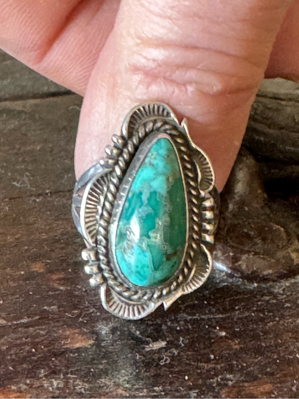 Navajo made Sterling Silver Turquoise ring 7.5